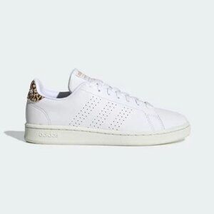 Adidas Advantage Leather Low Top Sneaker White/Leopard Size 8.5 GW4850